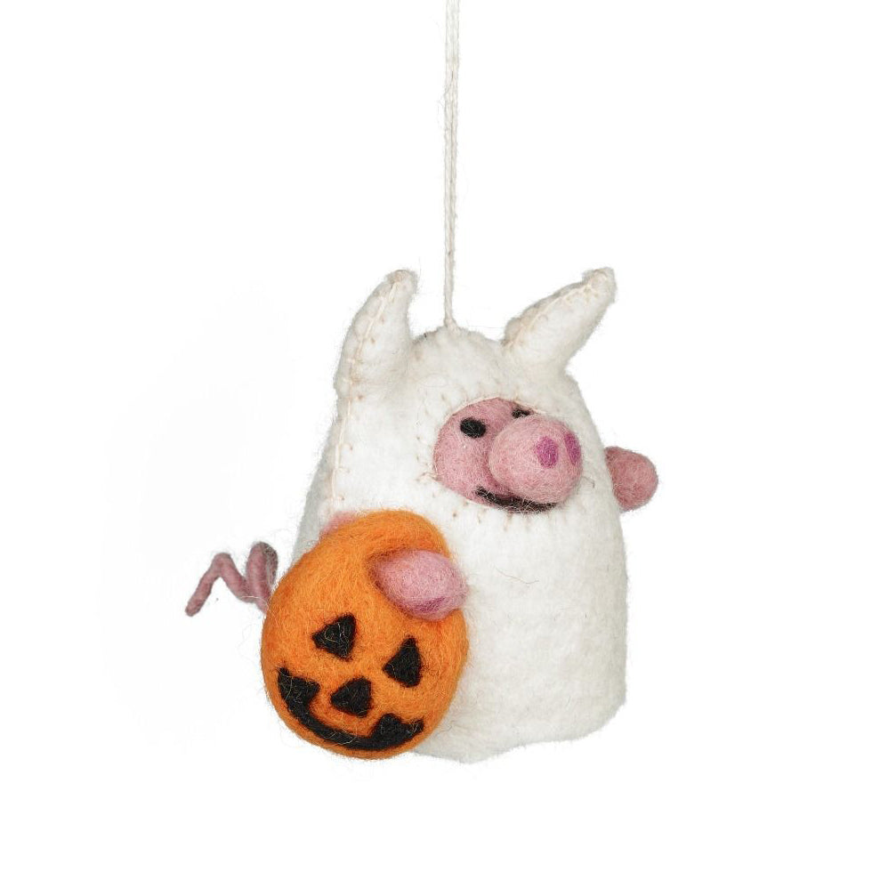 Handmade Boo Pig Hanging Felt