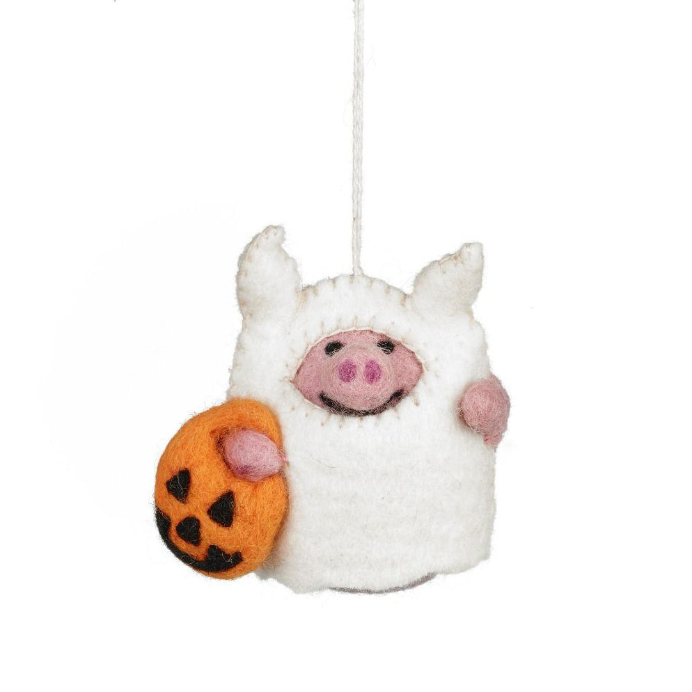 Handmade Boo Pig Hanging Felt