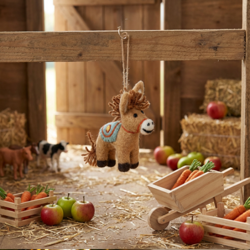 Handmade Dale the Donkey Hanging Felt