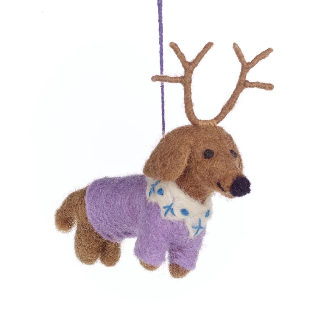 Handmade Rudy Dachshund Dog Filzanhänger