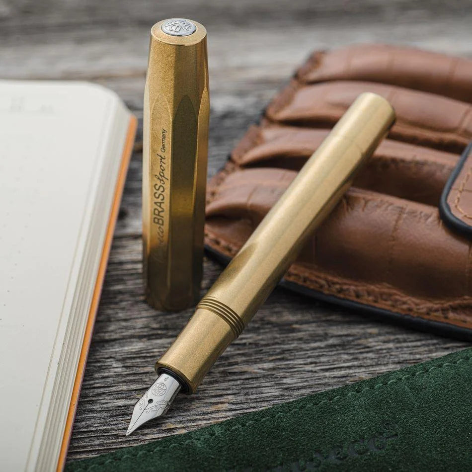 Kaweco Sport Brass Fountain Pen Set - Medium Nib Pen - Mini