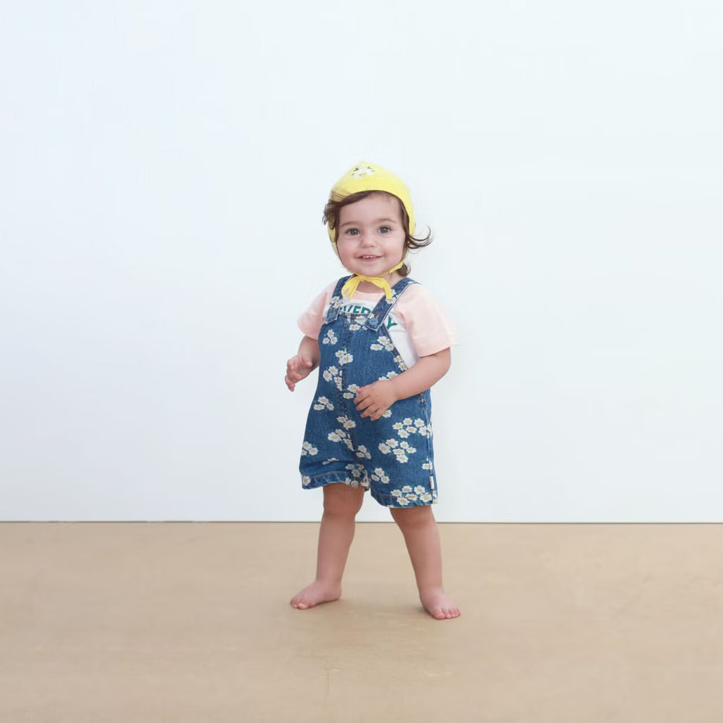 BLOSSOMS DENIM SHORT DUNGAREE