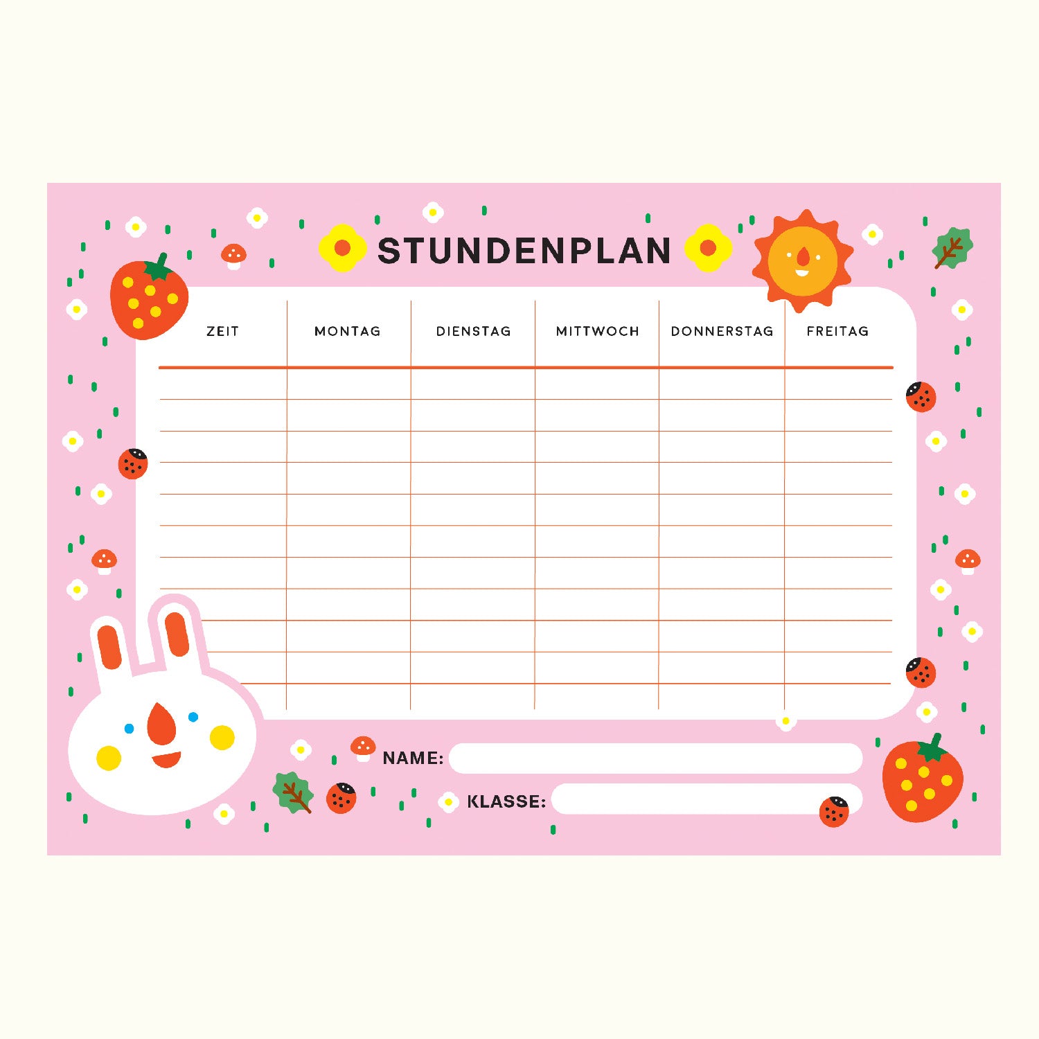 DIN A5 Stundenplan