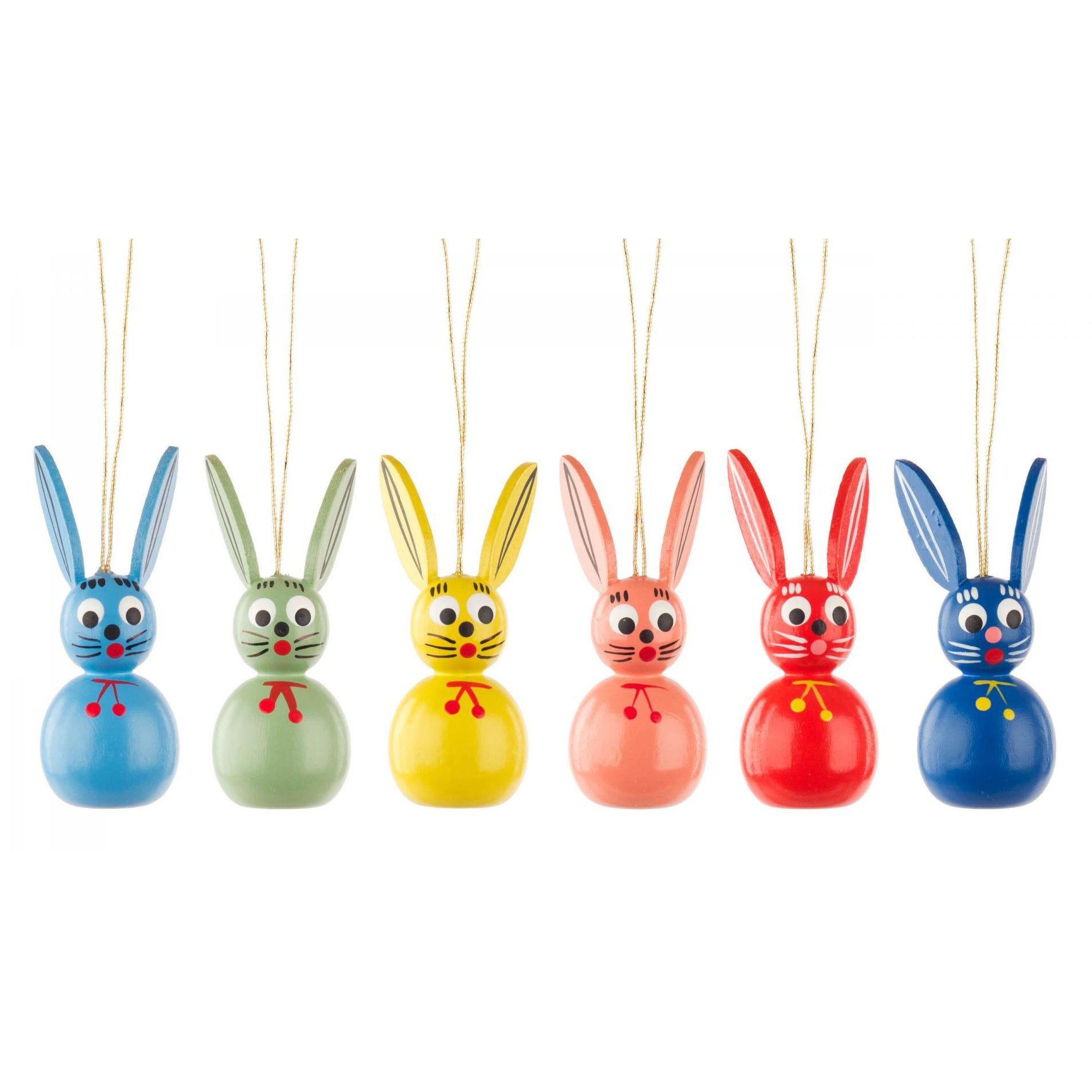 Ornament colorful rabbits (set of 6 rabbits)