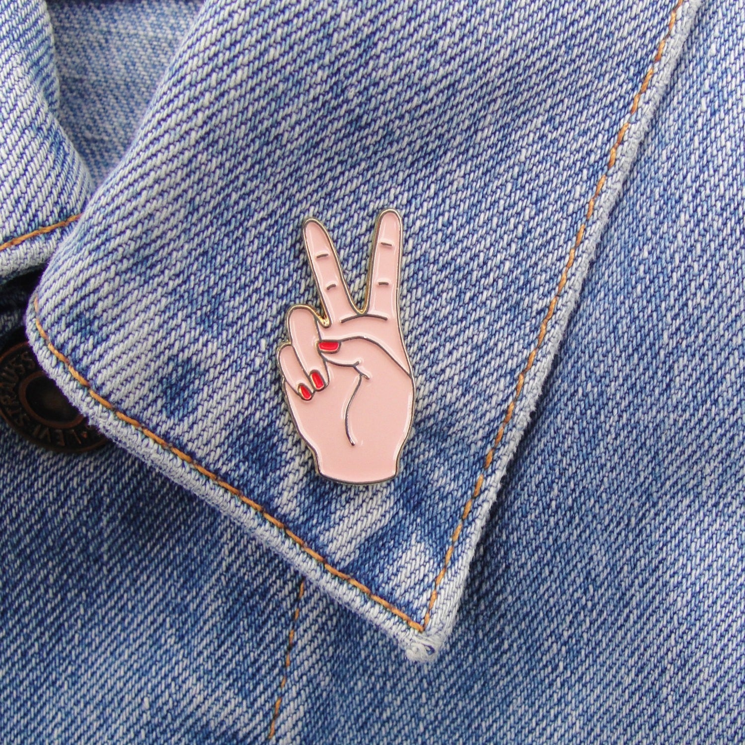Peace Out Pin - White