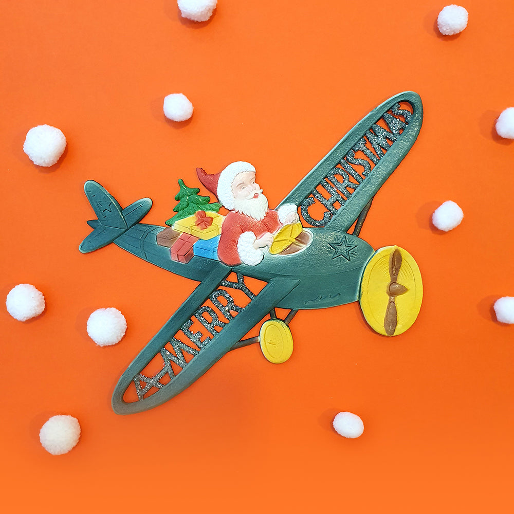 Vintage christmas decor-Santa fly