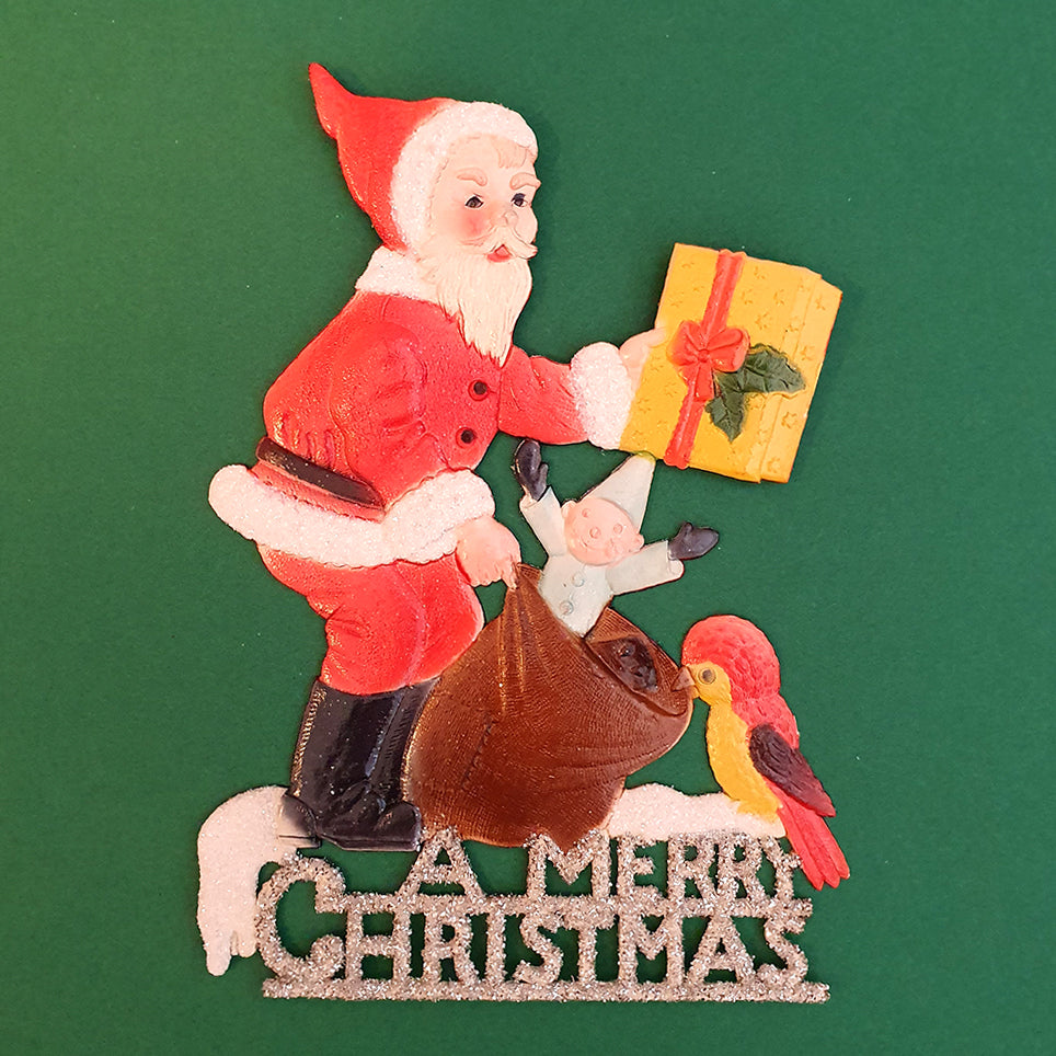 Vintage christmas decor-Santa with giftbag