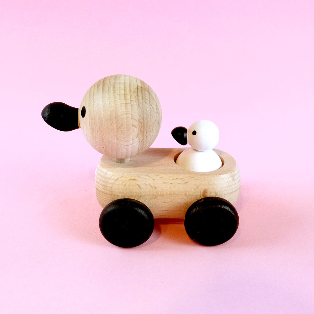 Small ducks on wheels