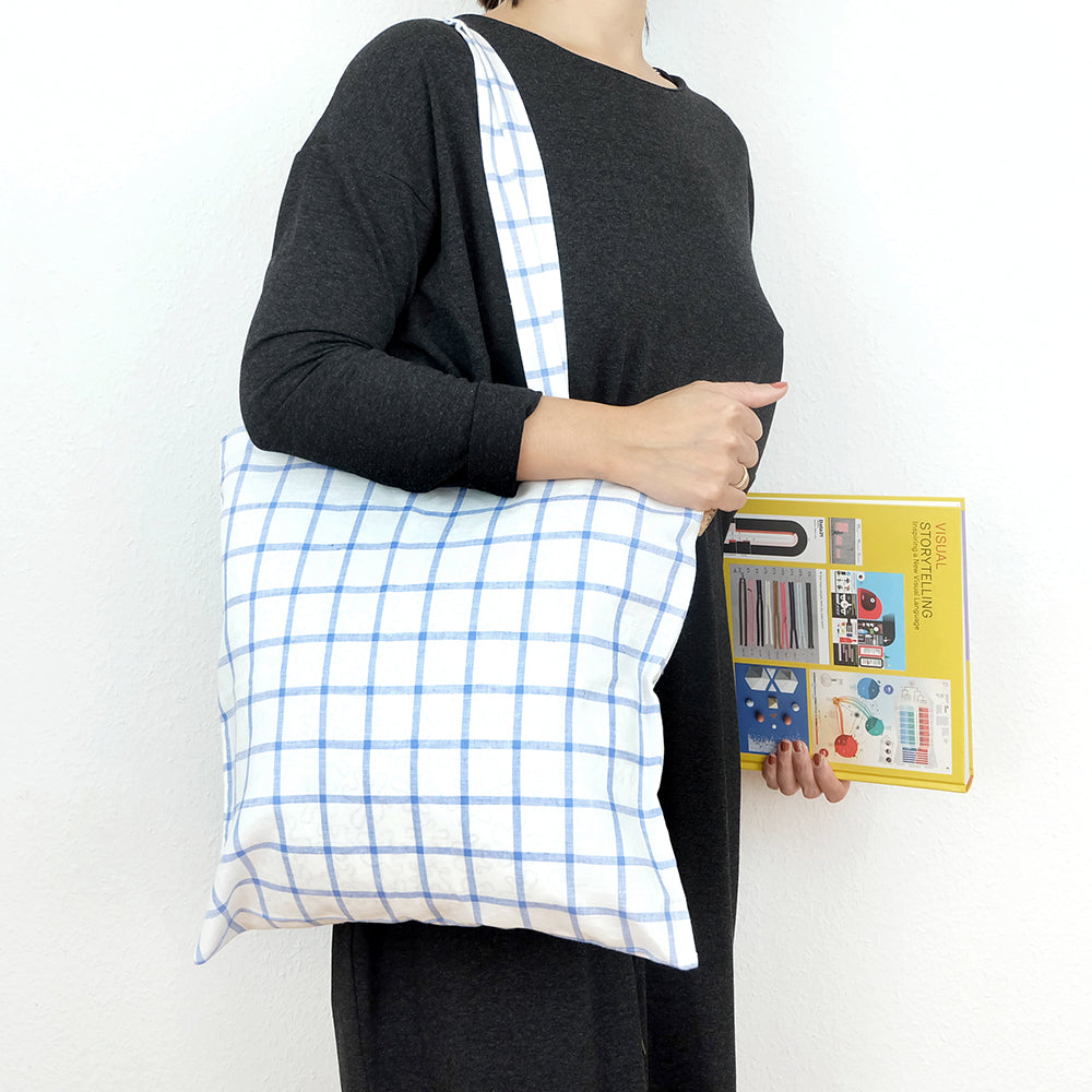 Linen windowpane tote bag - Summer Made