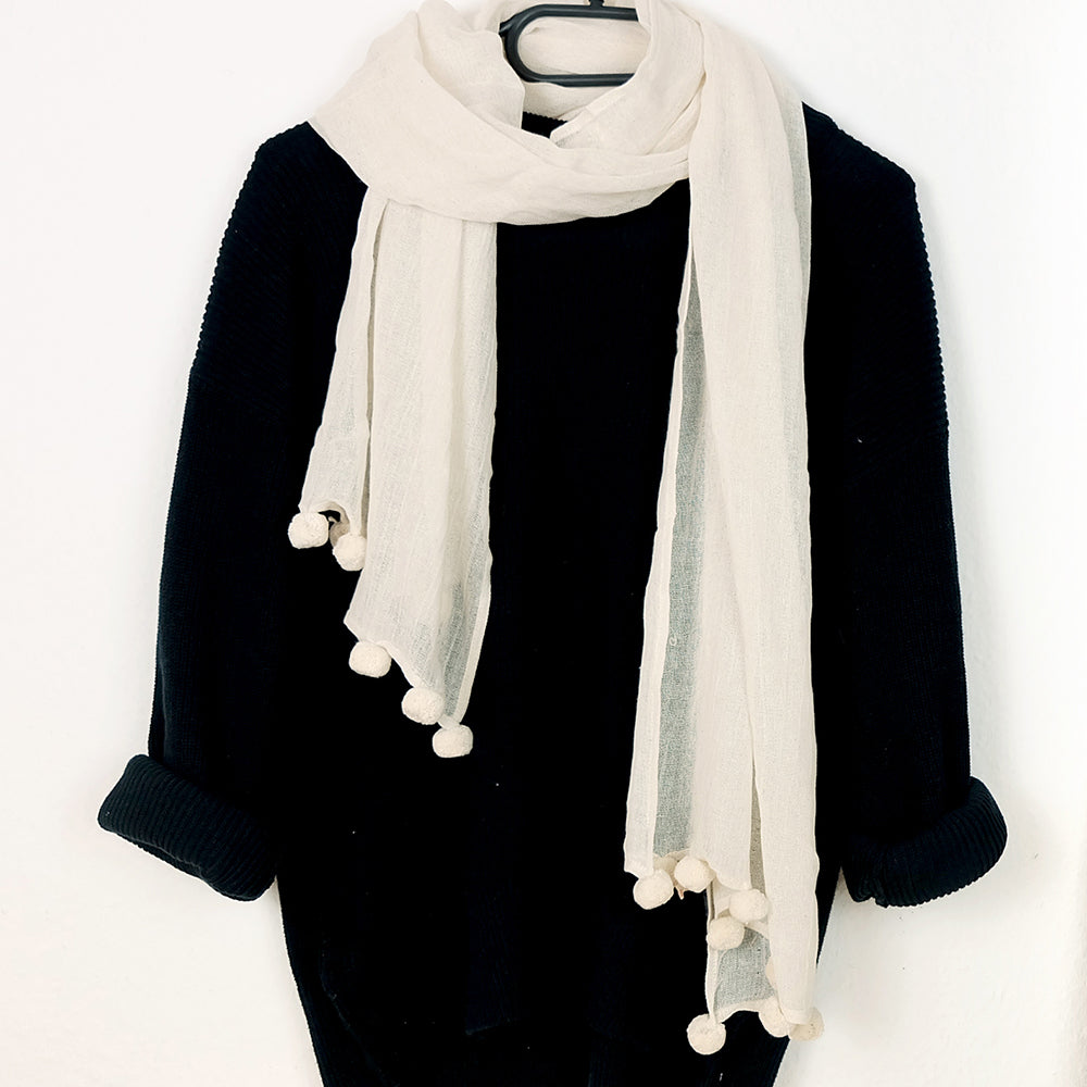 Summer Scarf with Pompom - Summer Made