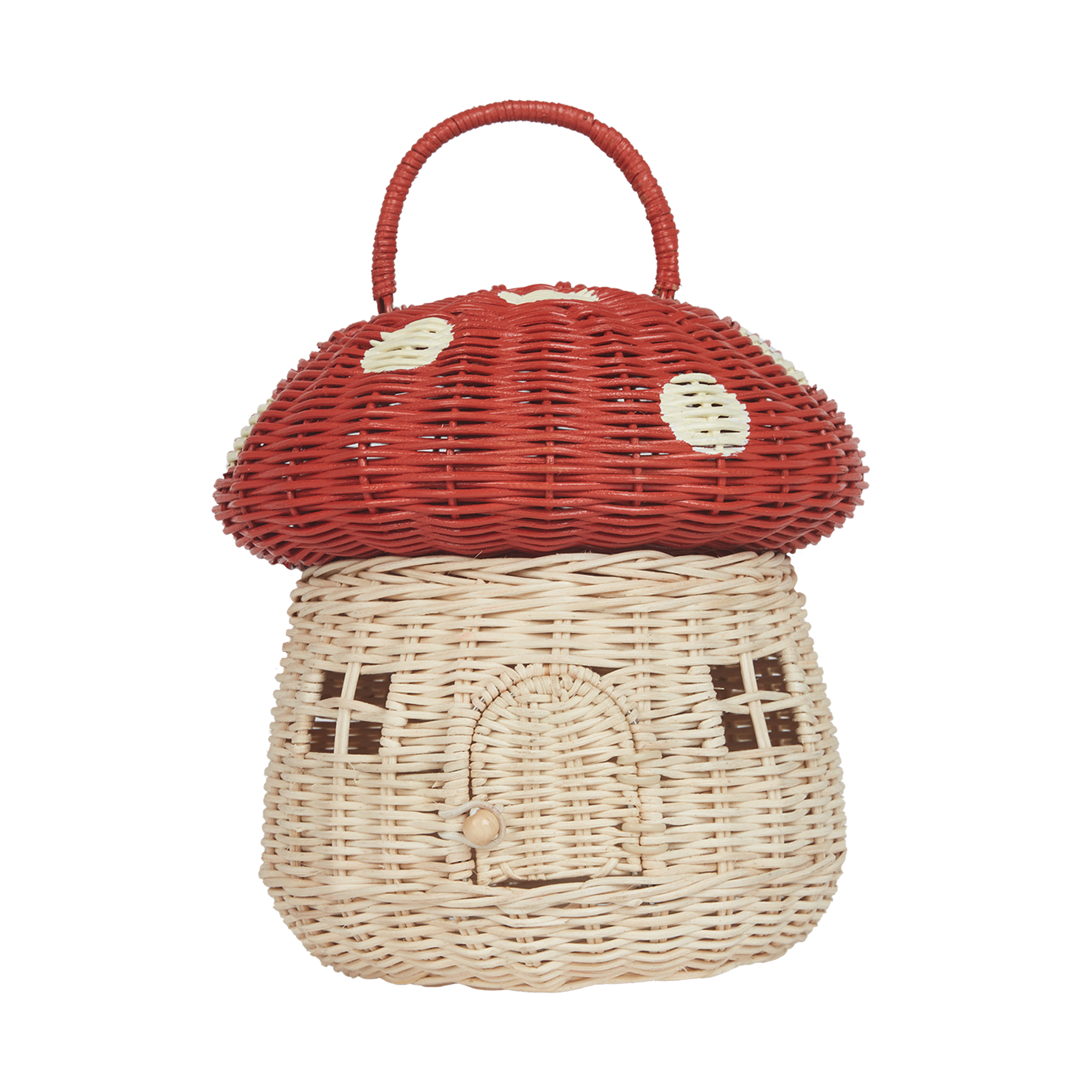 Rattan Mushroom Red Basket