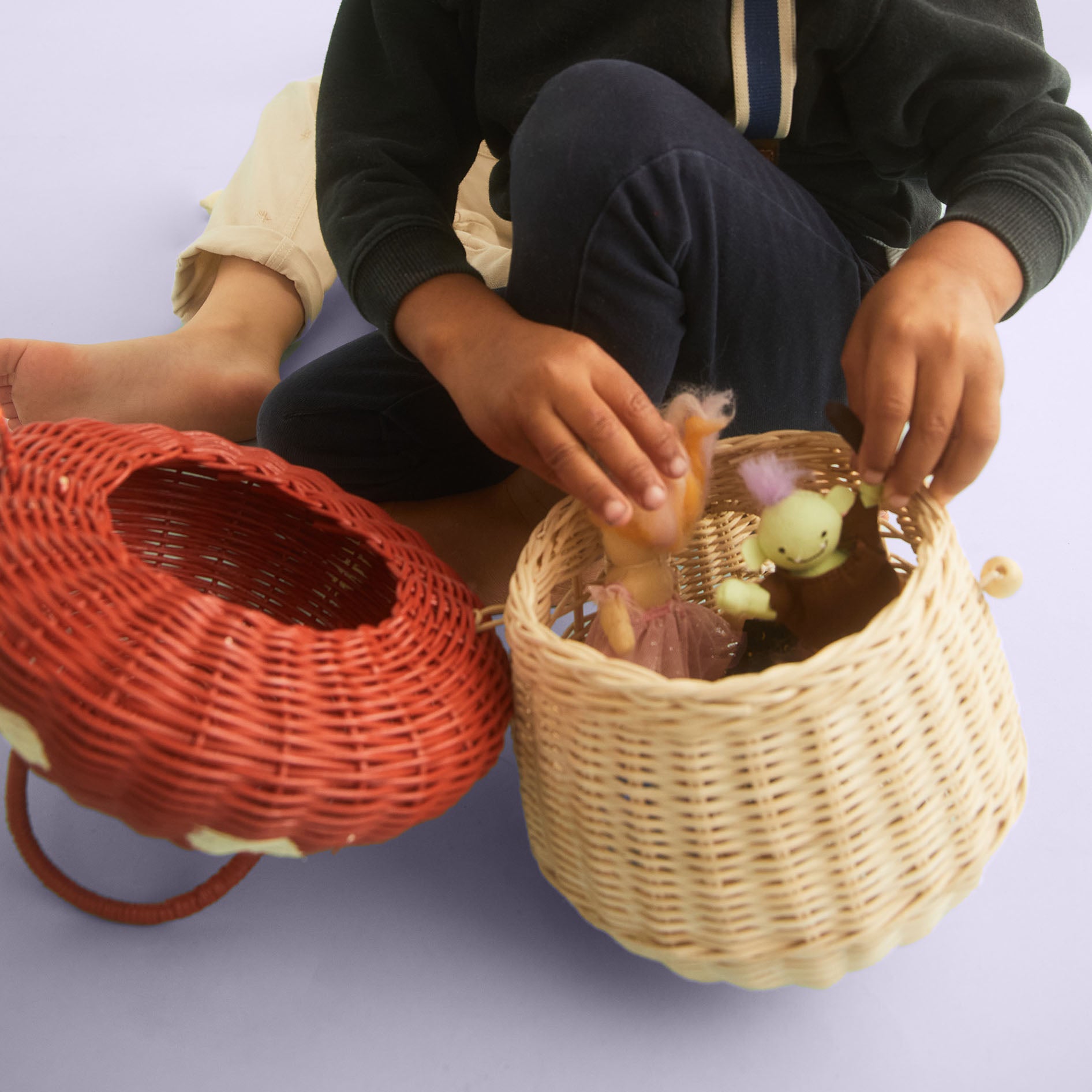 Rattan Mushroom Red Basket