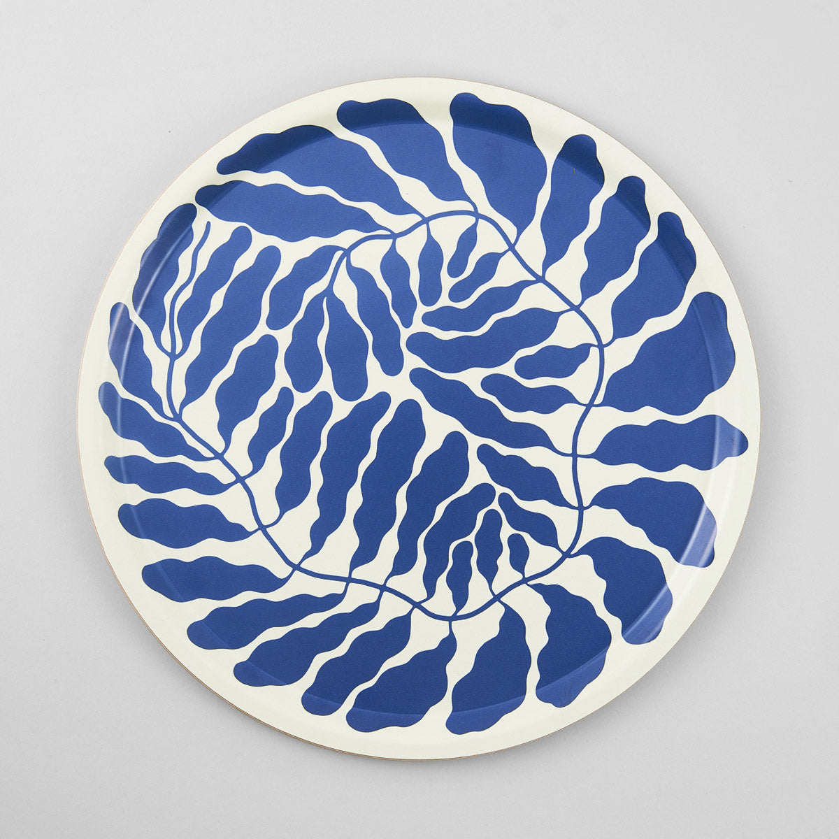 Blue Leaves Round Tray