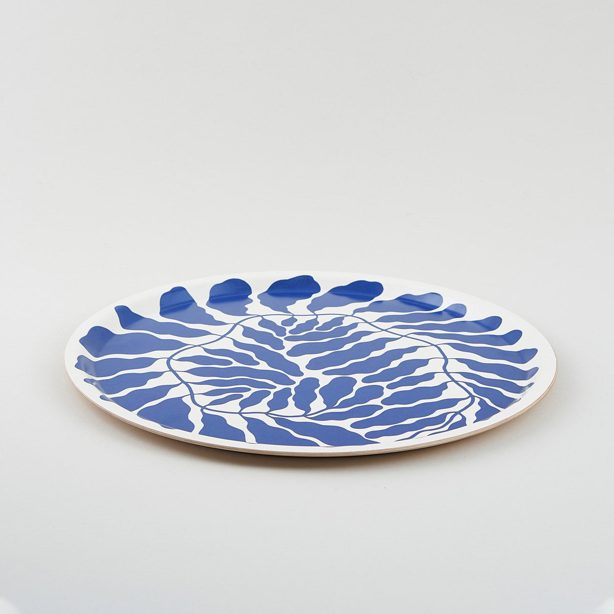 Blue Leaves Round Tray