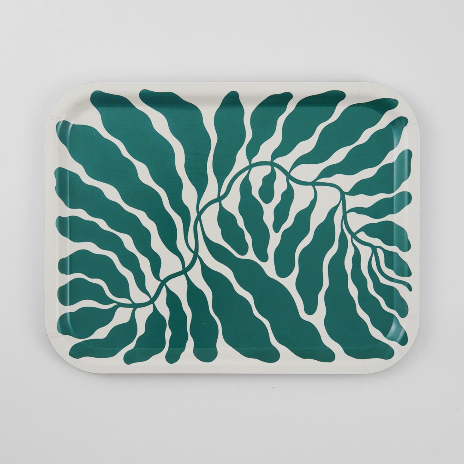 Green Leaves Rectangle Tray