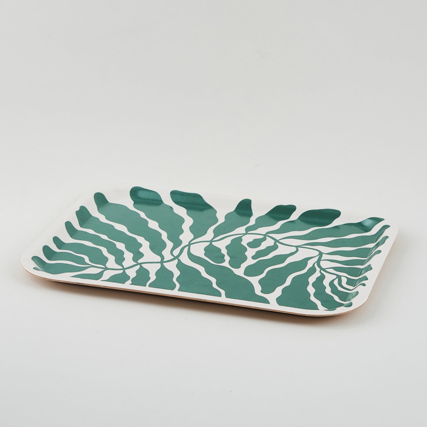 Green Leaves Rectangle Tray