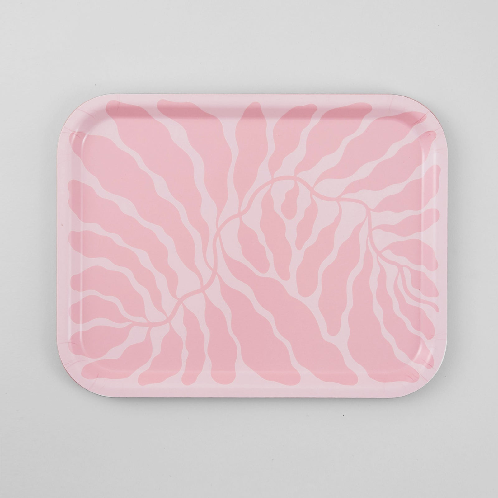Pink Leaves Rectangle Tray