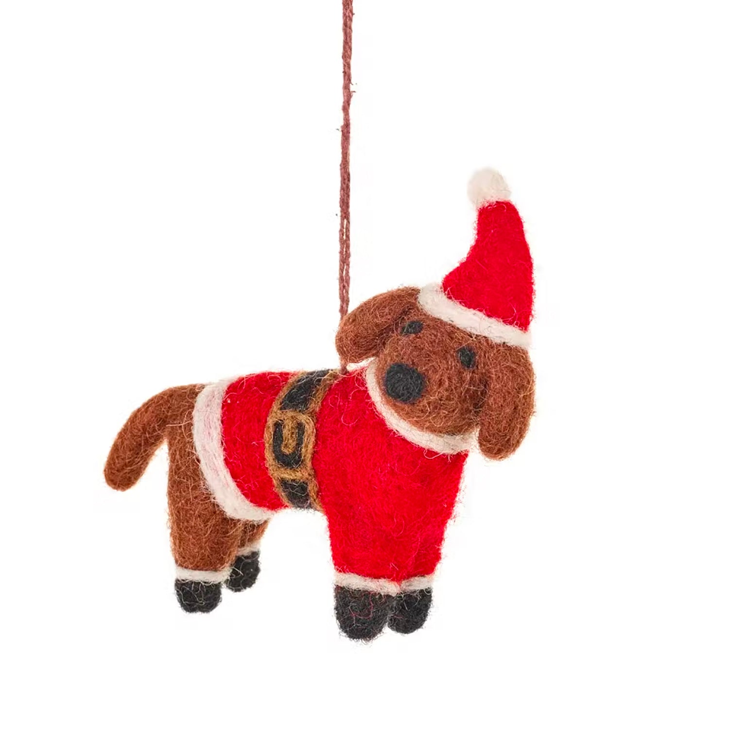 Handmade Buddy the Festive Dog Tree Hanging Felt