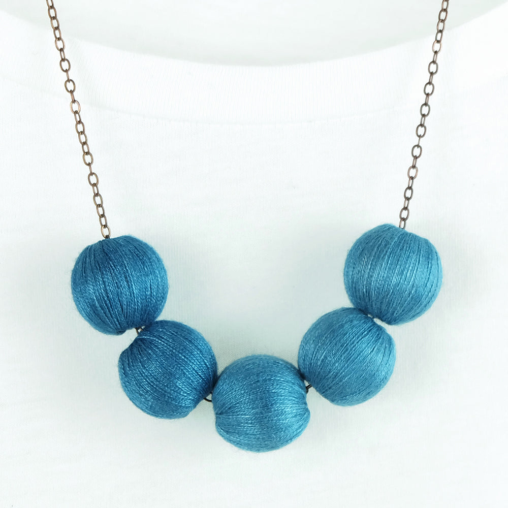 Natural dyed cotton ball necklace - Summer Made