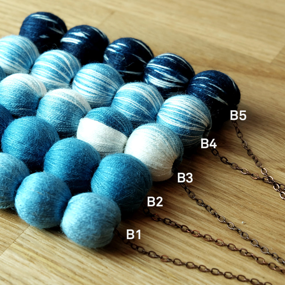 Natural dyed cotton ball necklace - Summer Made