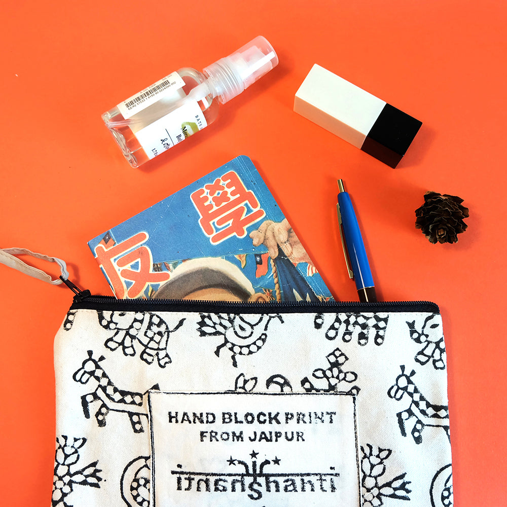 Woodblock printed pouch - Summer Made