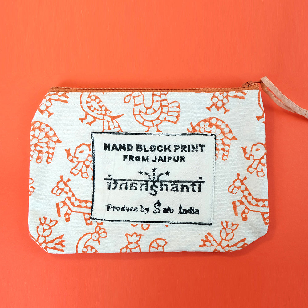 Woodblock printed pouch - Summer Made
