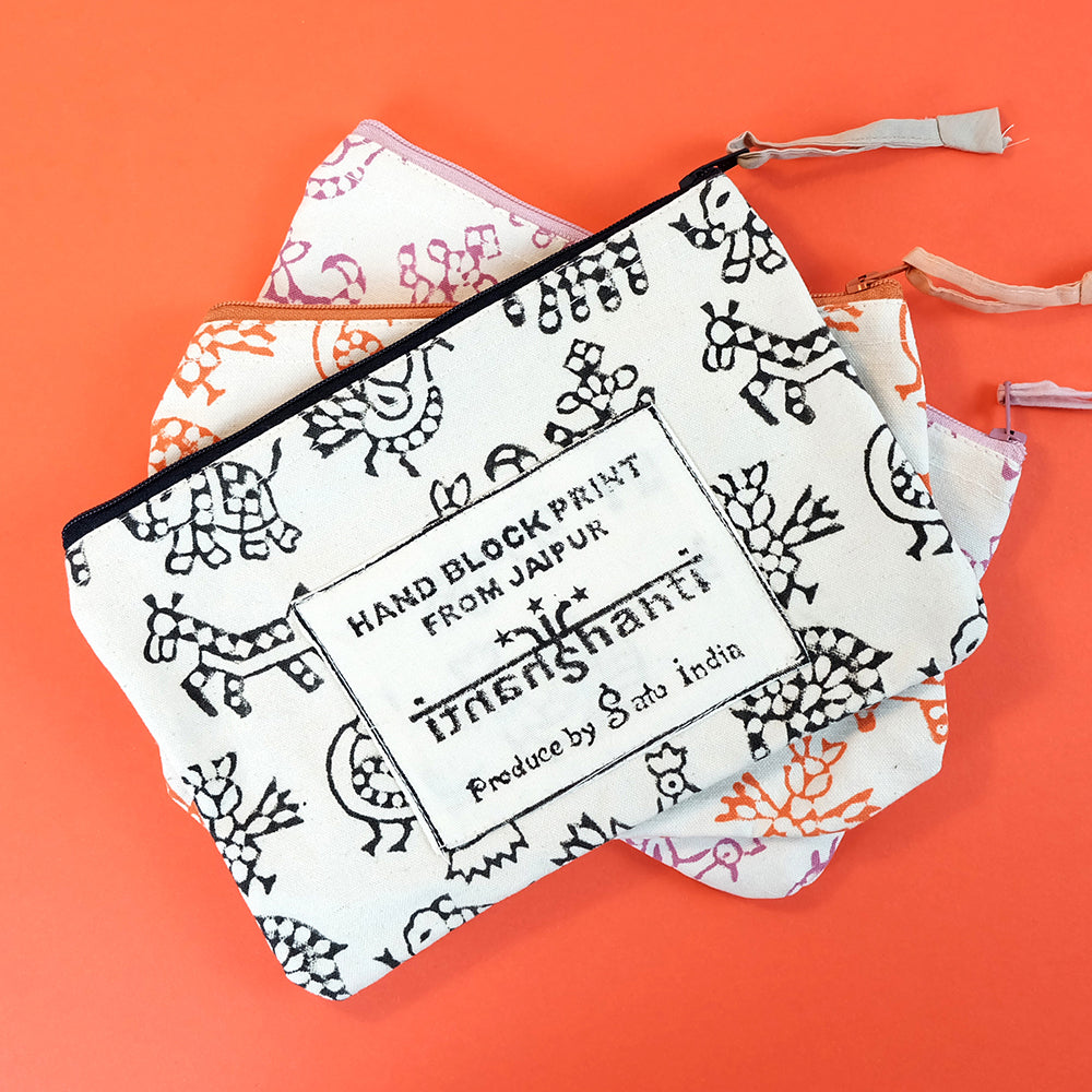 Woodblock printed pouch - Summer Made