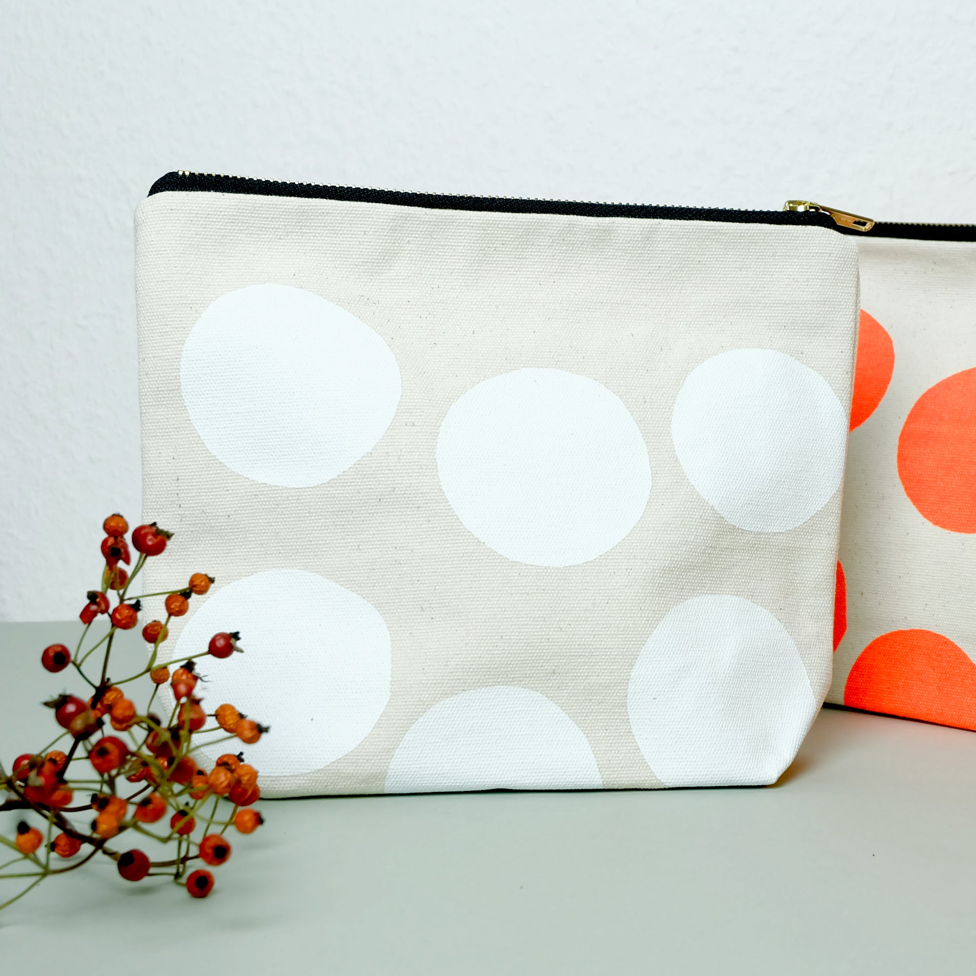 Big polka dot canvas pouch - Summer Made