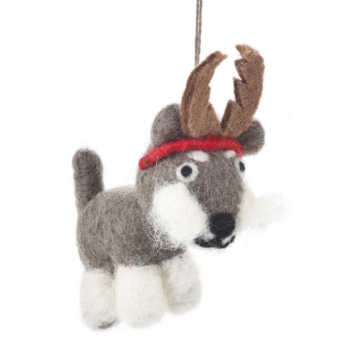 Handmade Festive Hugo the Dog Hanging Felt