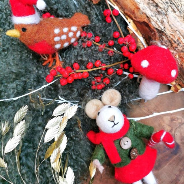 Handmade Toadstools Set of 3 Hanging Felt