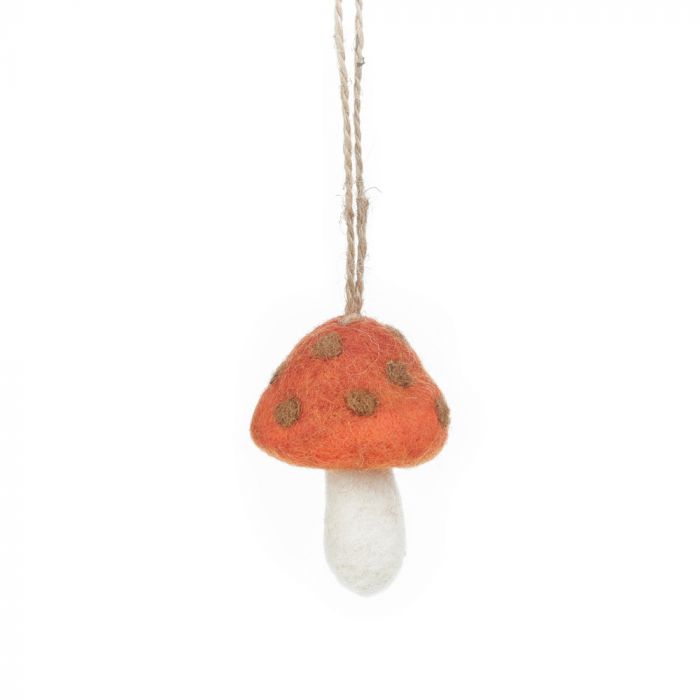 Handmade Wild Foraged Mushrooms Set of 3 Hanging Felt