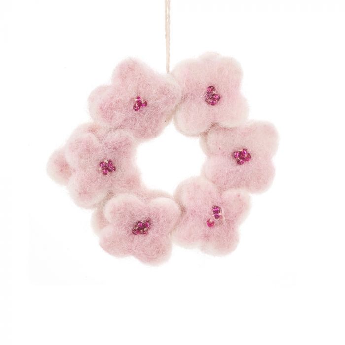 Handmade Mini Floral Wreath Easter Hanging Felt