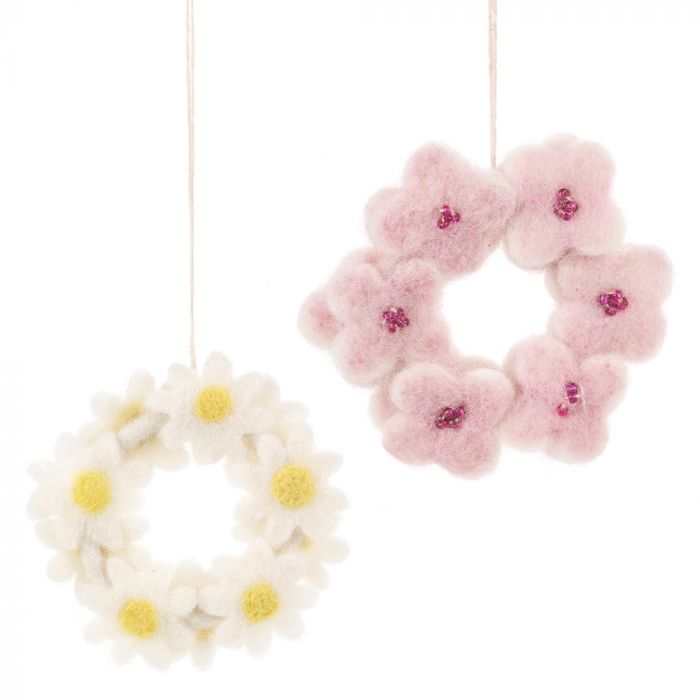 Handmade Mini Floral Wreath Easter Hanging Felt