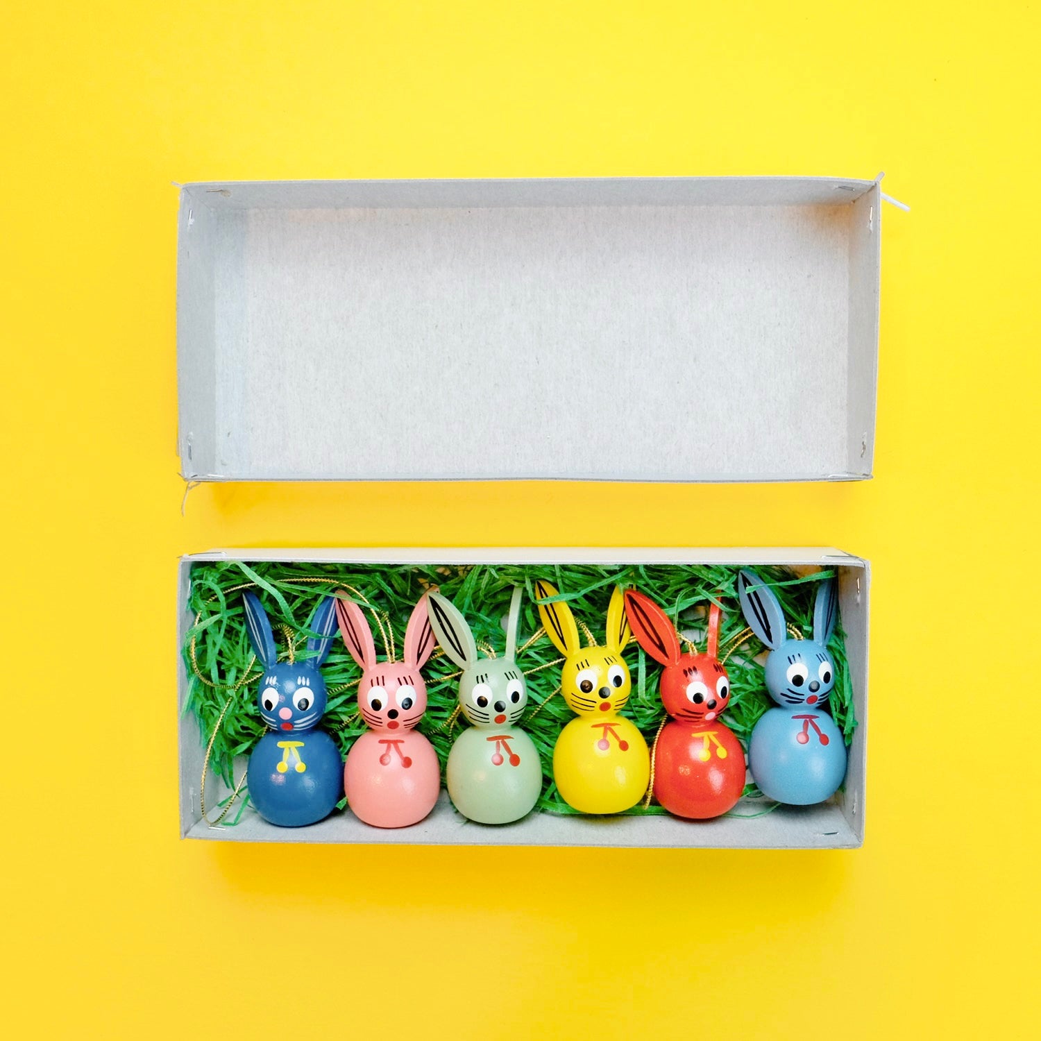 Ornament colorful rabbits (set of 6 rabbits)
