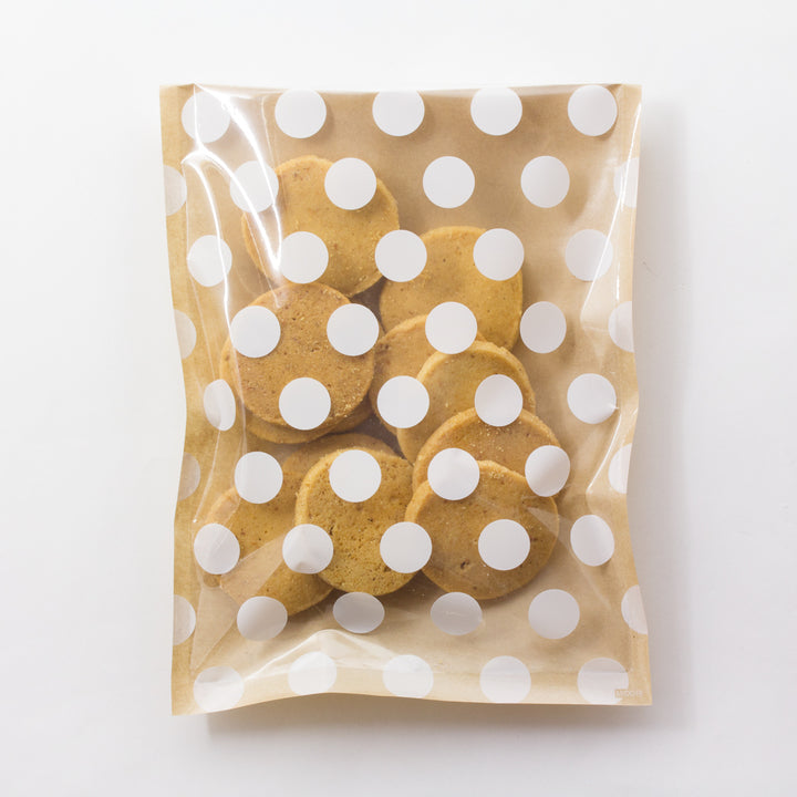 One Side Clear Bag - White polka dot