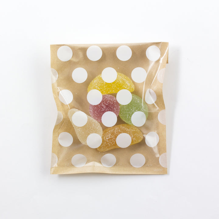 One Side Clear Bag - White polka dot