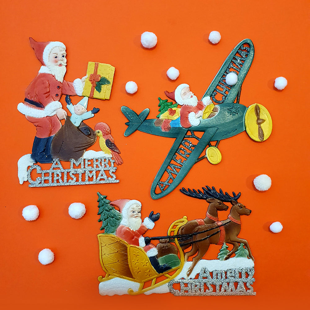 Vintage christmas decor-Santa fly