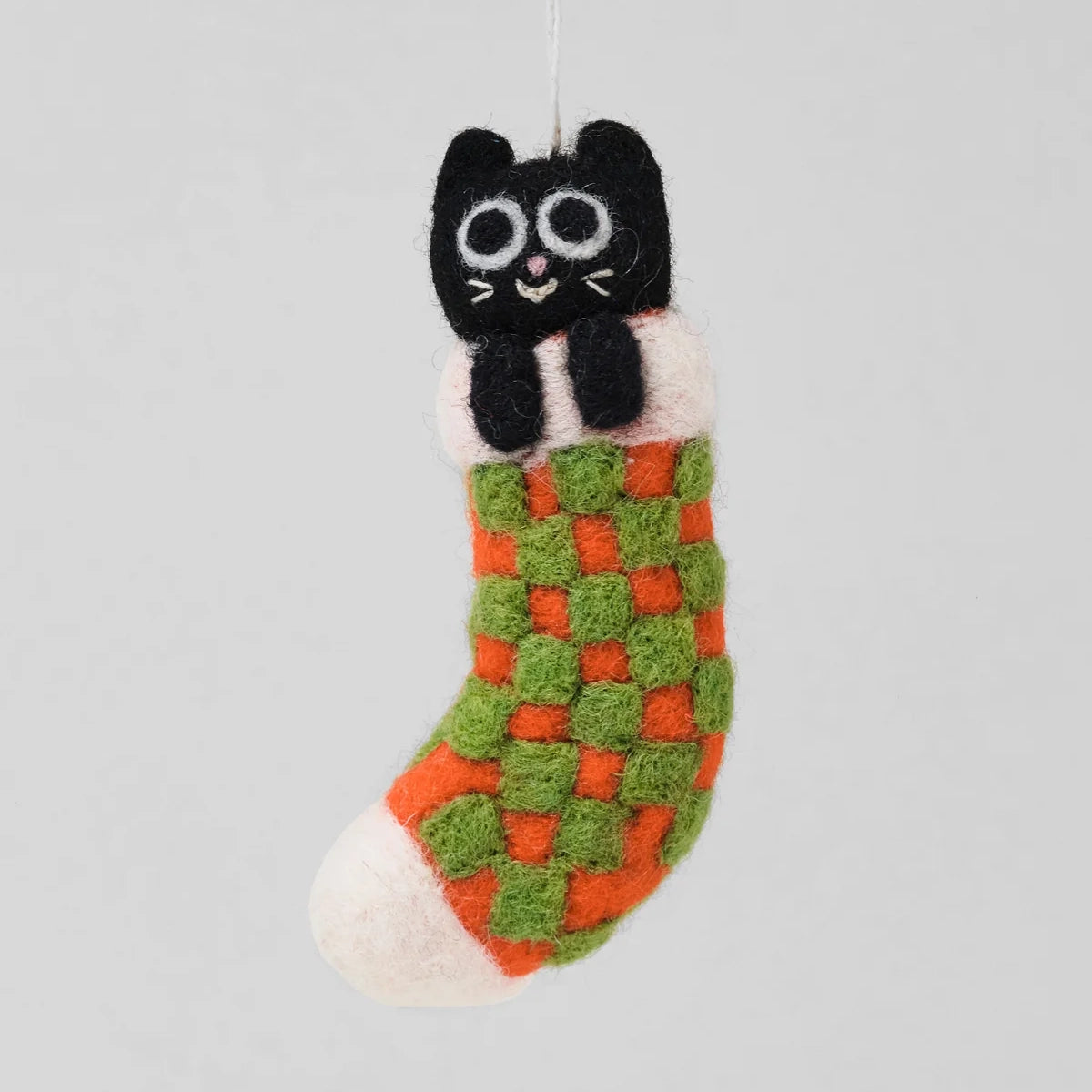 Viv in Checkered Stocking Hanging Felt Ornament