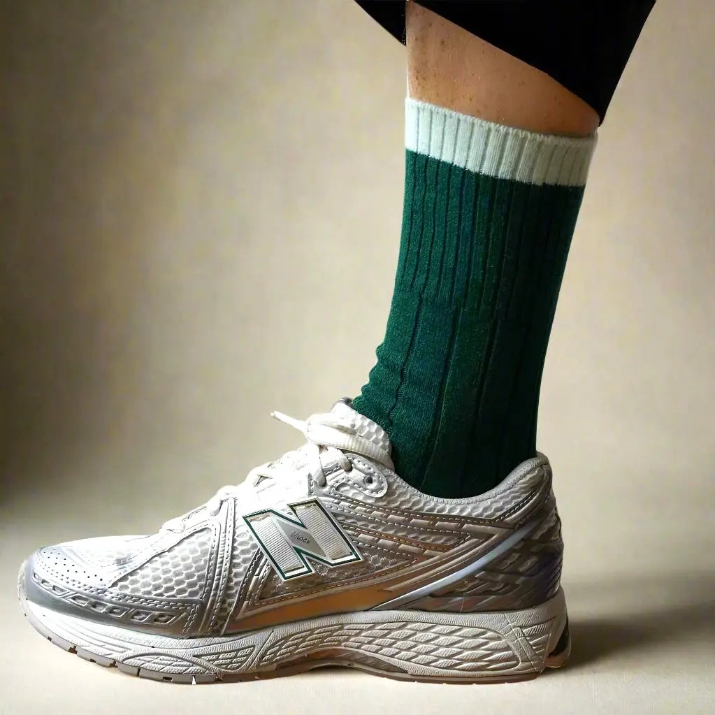 Merino Wool Banded Socks - Green