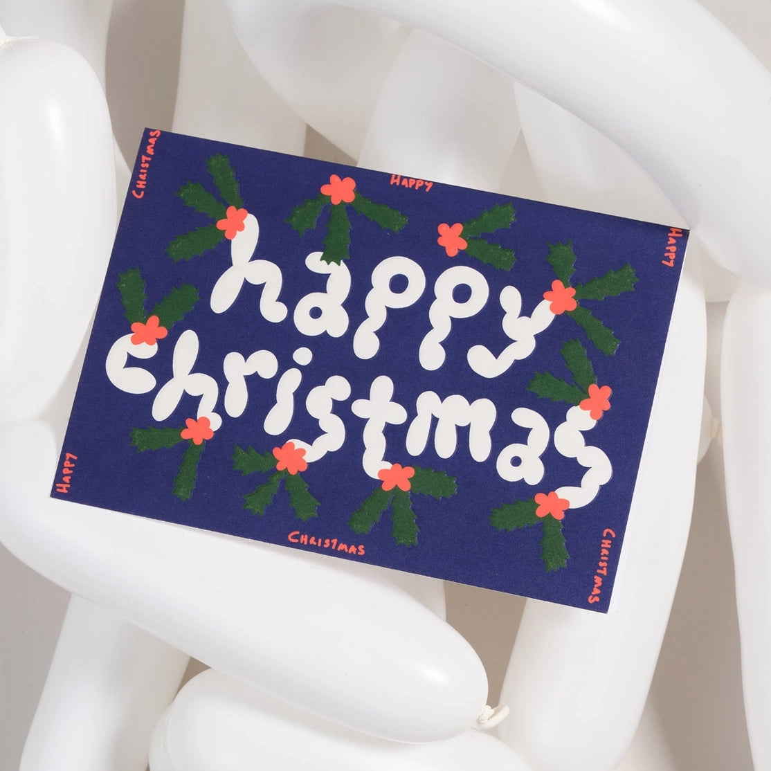 'happy Christmas Holly' Holiday Greeting Card