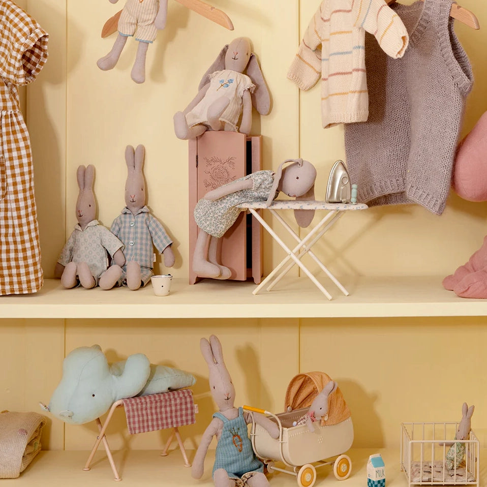 Miniature iron and ironing board, Rabbit Dollhouse