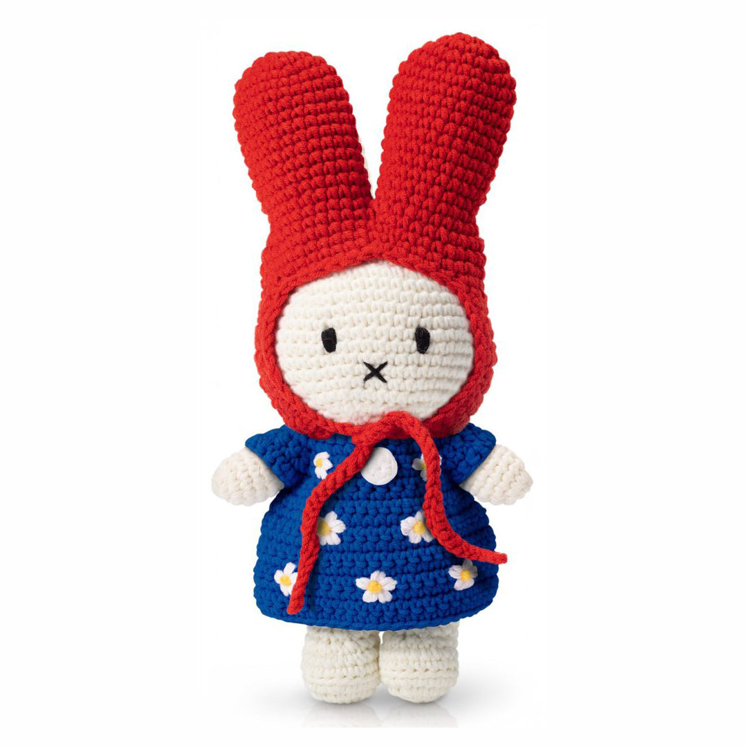 Handmade Miffy - Blue flower dress and red hat