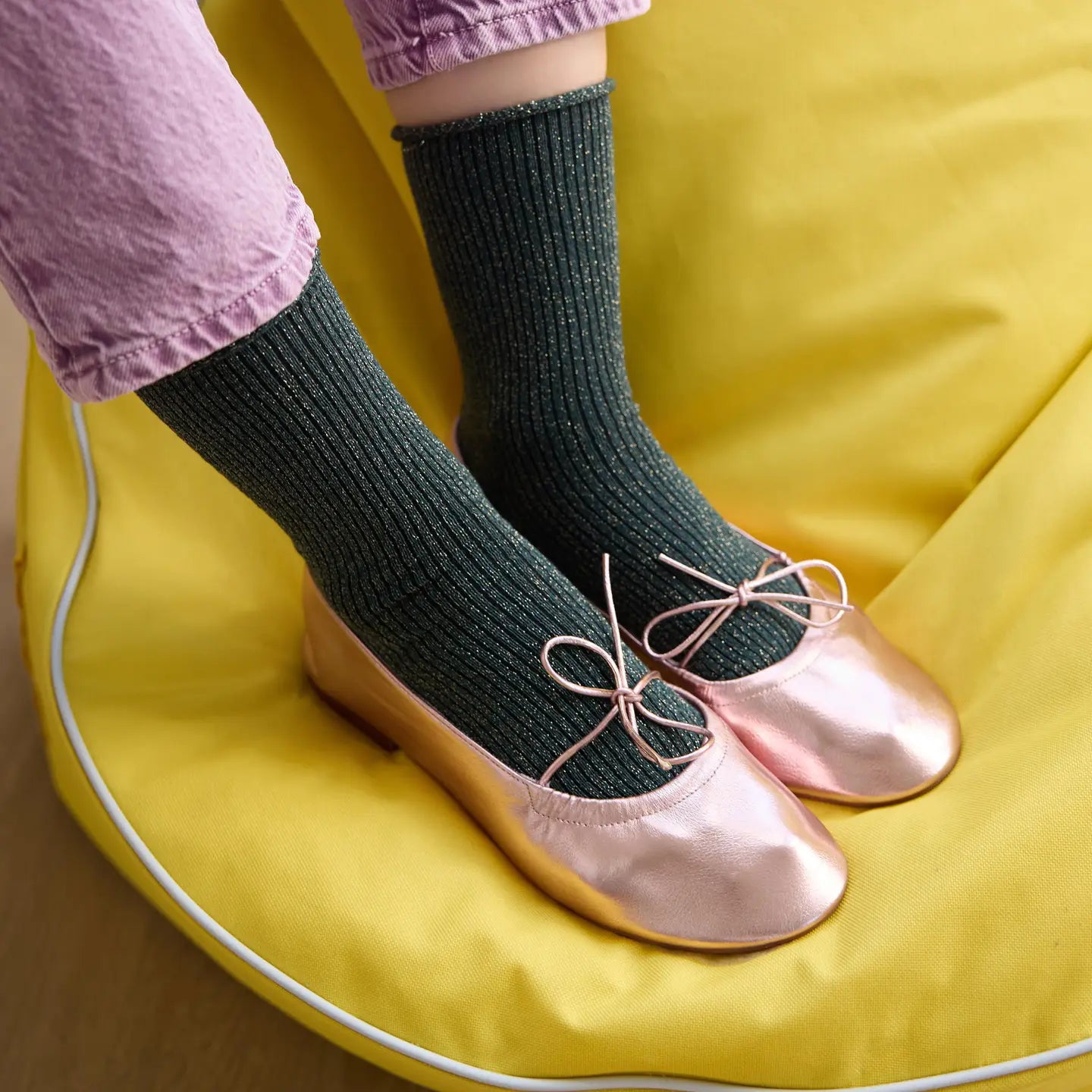 Glitter Lurex Socks - Green
