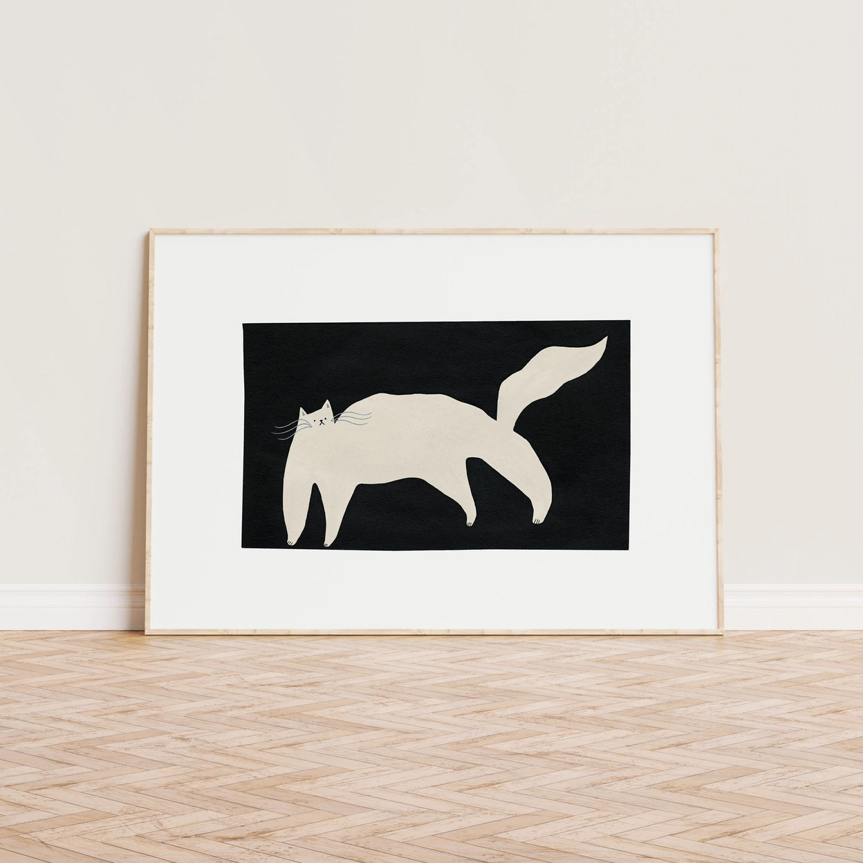 White Cat Art Print | A5