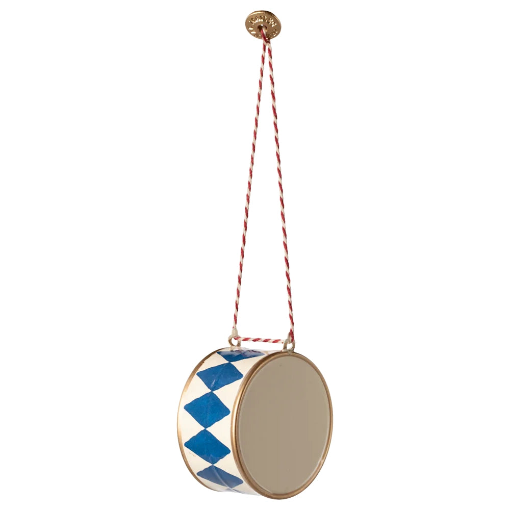 Metal ornament, Drum, Large - Blue