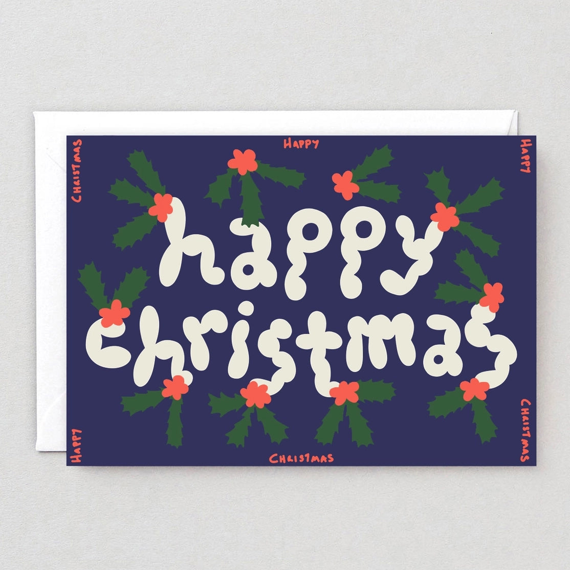 'happy Christmas Holly' Holiday Greeting Card