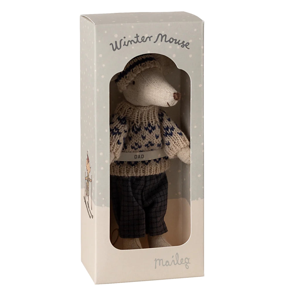 Winter mouse with ski set, Dad - Blue