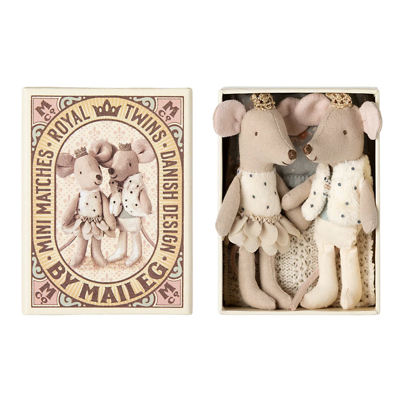 Royal twin mice, Little sister and brother in matchbox