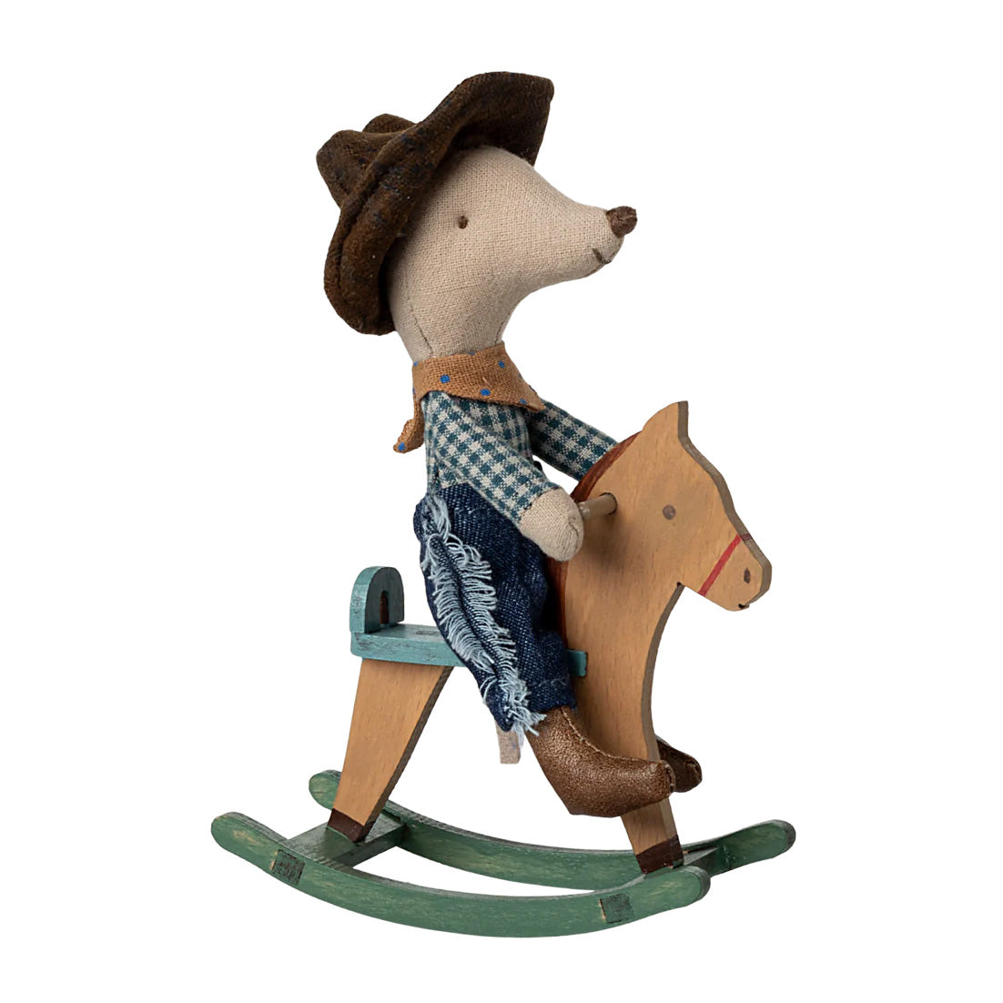Cowboy mouse on rocking horse, Little brother