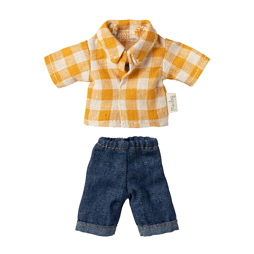 Yellow checked shirt and pants, Dad mouse